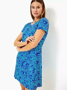 Lilly Pulitzer Cody Short Sleeve Dress in Martinique Blue Jungle Oasis Print